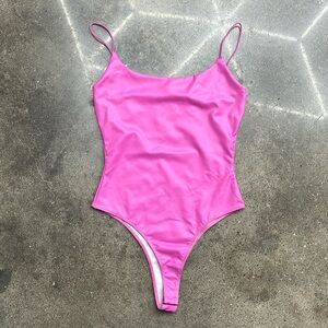 Fashion Nova Women’s Pink Faux Leather Pleather Bodysuit Tank Pink Barbie Small